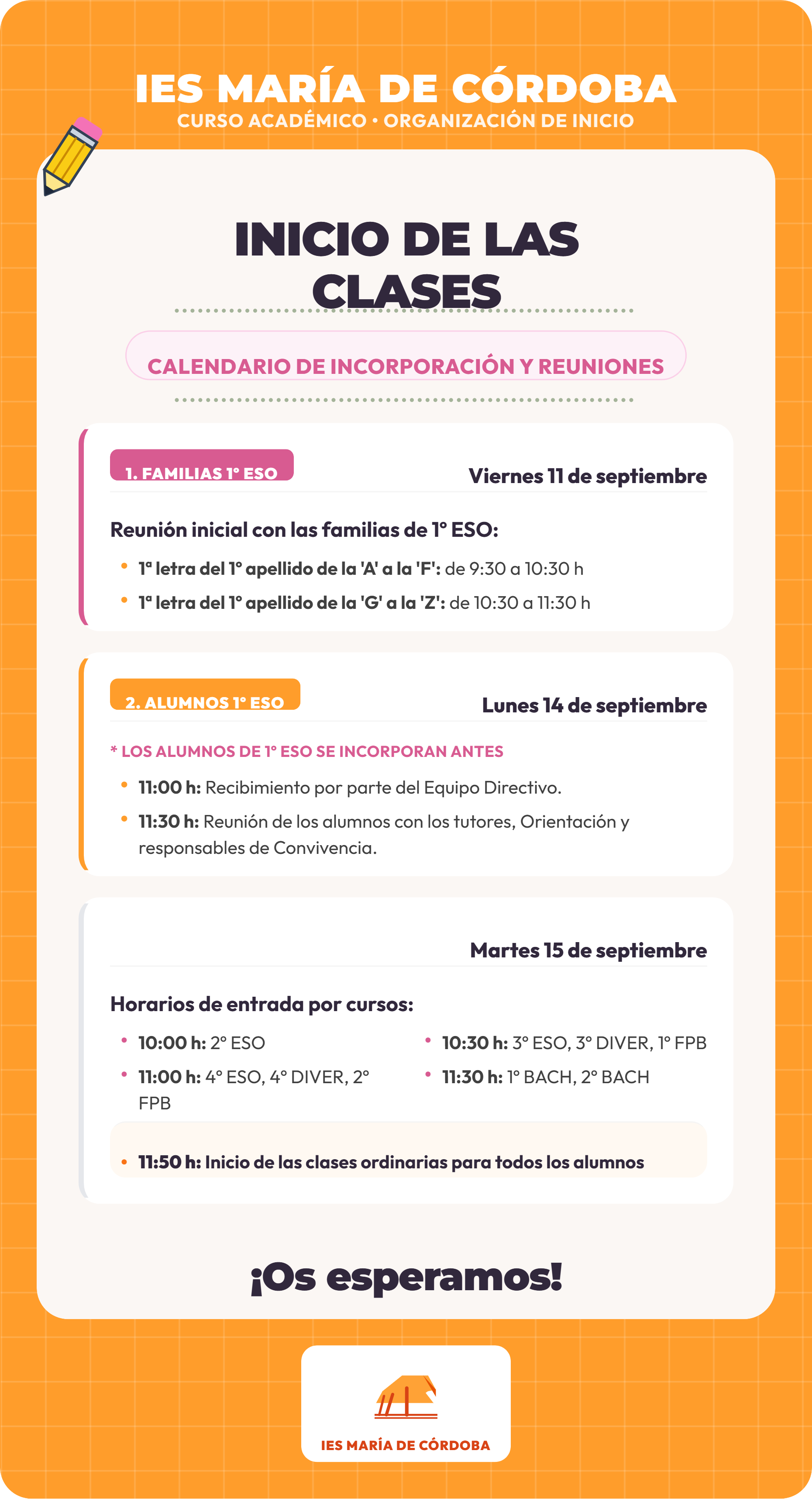 indicaciones inicio de curso 2026-27